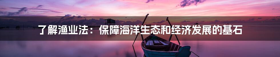 了解渔业法：保障海洋生态和经济发展的基石