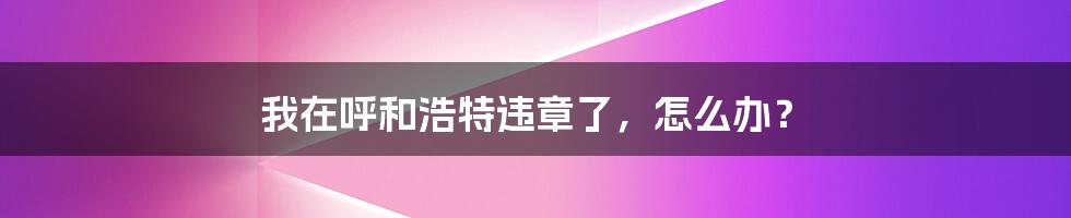 我在呼和浩特违章了，怎么办？