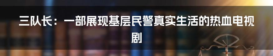 三队长：一部展现基层民警真实生活的热血电视剧