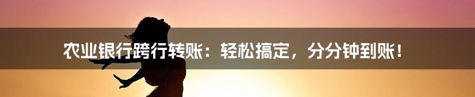 农业银行跨行转账：轻松搞定，分分钟到账！