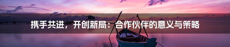 携手共进，开创新局：合作伙伴的意义与策略