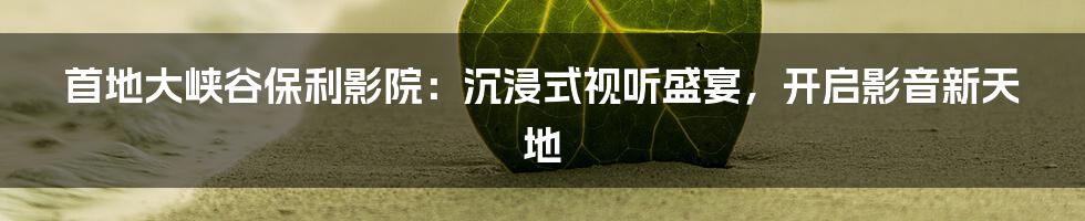 首地大峡谷保利影院：沉浸式视听盛宴，开启影音新天地