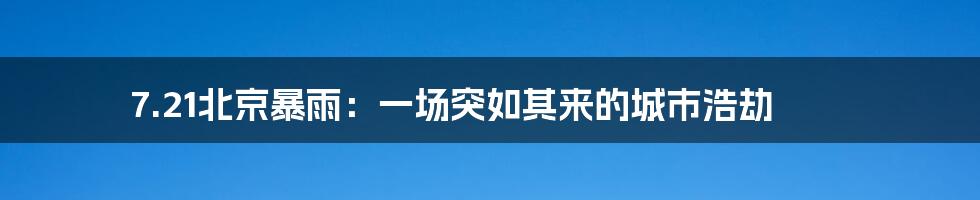 7.21北京暴雨：一场突如其来的城市浩劫