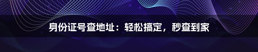 身份证号查地址：轻松搞定，秒查到家