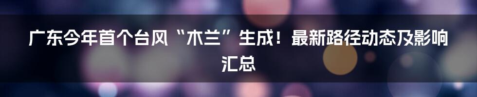 广东今年首个台风“木兰”生成！最新路径动态及影响汇总