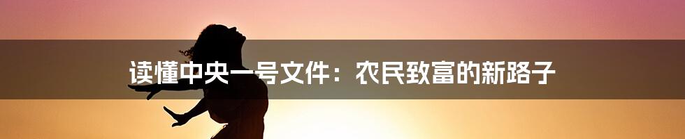 读懂中央一号文件：农民致富的新路子