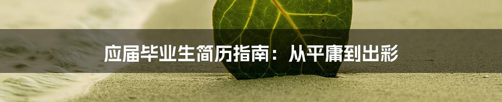 应届毕业生简历指南：从平庸到出彩