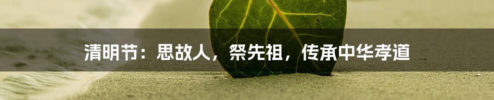 清明节：思故人，祭先祖，传承中华孝道