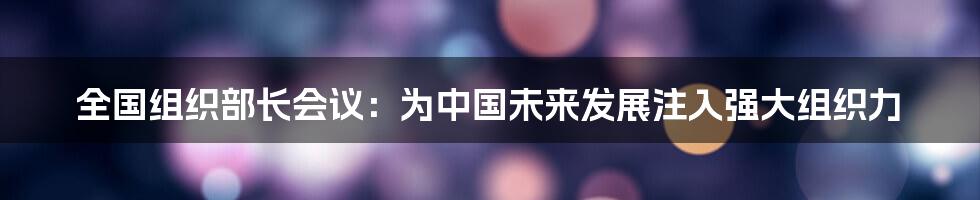 全国组织部长会议：为中国未来发展注入强大组织力