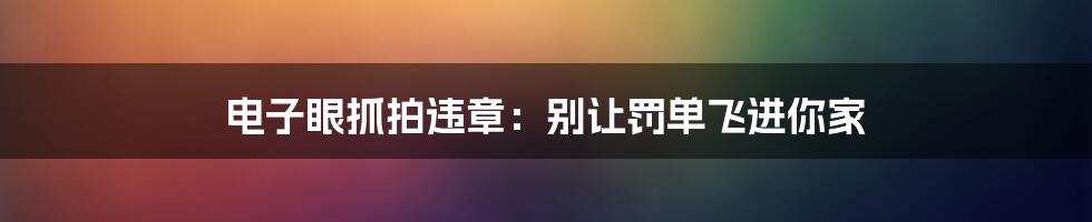 电子眼抓拍违章：别让罚单飞进你家