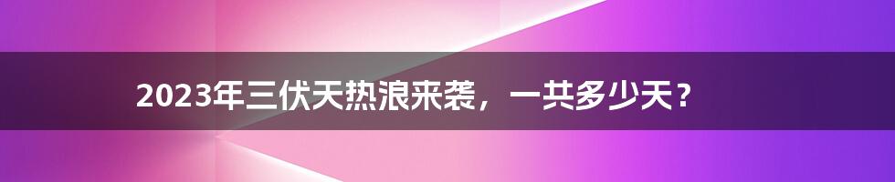 2023年三伏天热浪来袭，一共多少天？