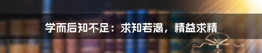 学而后知不足：求知若渴，精益求精