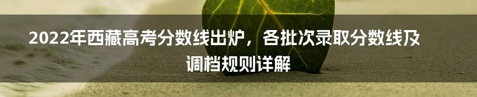 2022年西藏高考分数线出炉，各批次录取分数线及调档规则详解