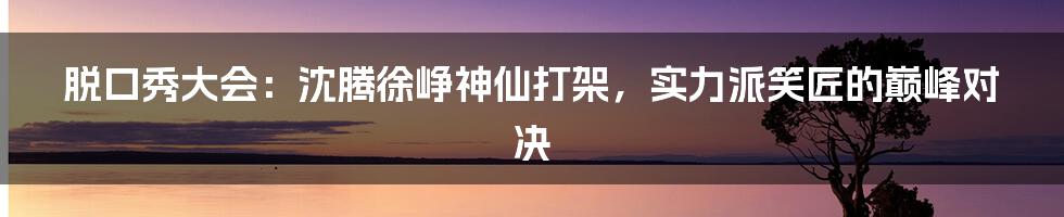 脱口秀大会：沈腾徐峥神仙打架，实力派笑匠的巅峰对决