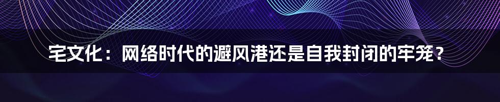 宅文化：网络时代的避风港还是自我封闭的牢笼？