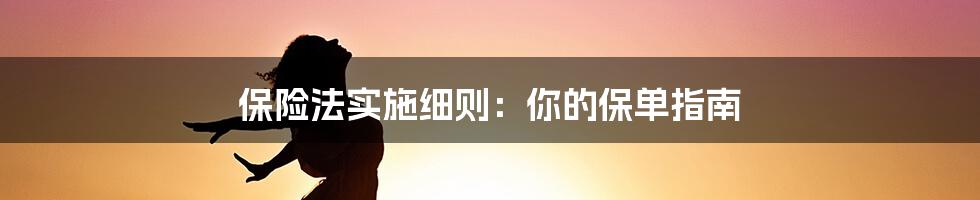 保险法实施细则：你的保单指南