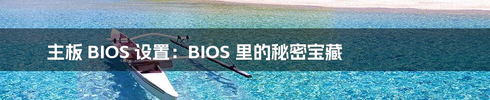 主板 BIOS 设置：BIOS 里的秘密宝藏