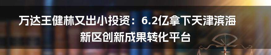 万达王健林又出小投资：6.2亿拿下天津滨海新区创新成果转化平台