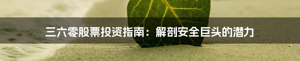 三六零股票投资指南：解剖安全巨头的潜力