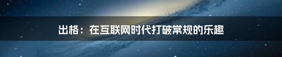 出格：在互联网时代打破常规的乐趣