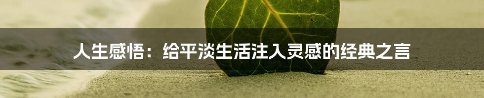 人生感悟：给平淡生活注入灵感的经典之言