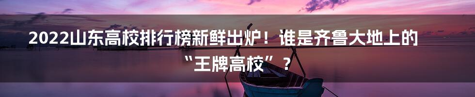 2022山东高校排行榜新鲜出炉！谁是齐鲁大地上的“王牌高校”？