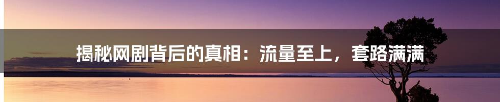 揭秘网剧背后的真相：流量至上，套路满满