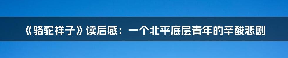 《骆驼祥子》读后感：一个北平底层青年的辛酸悲剧