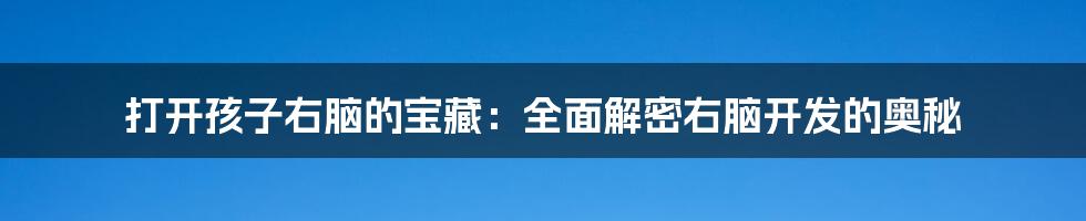 打开孩子右脑的宝藏：全面解密右脑开发的奥秘