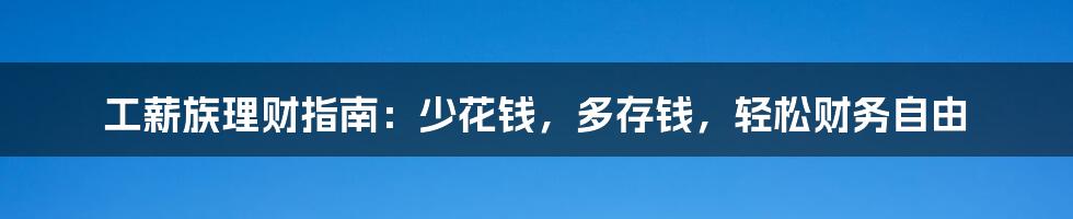 工薪族理财指南：少花钱，多存钱，轻松财务自由