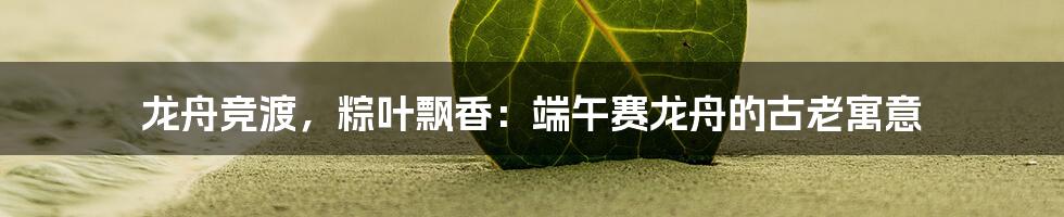 龙舟竞渡，粽叶飘香：端午赛龙舟的古老寓意