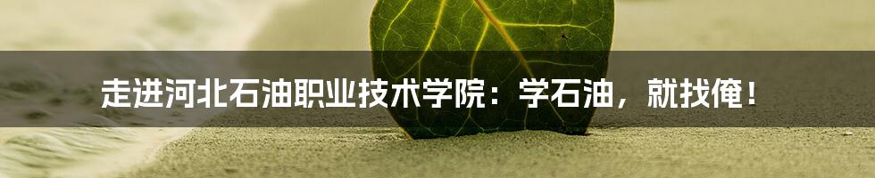 走进河北石油职业技术学院：学石油，就找俺！