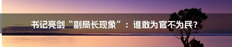 书记亮剑“副局长现象”：谁敢为官不为民？