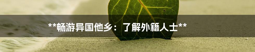 **畅游异国他乡：了解外籍人士**