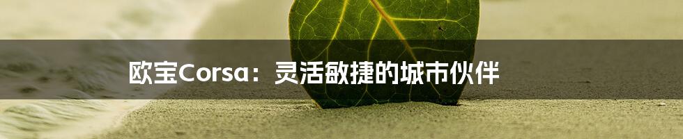 欧宝Corsa：灵活敏捷的城市伙伴