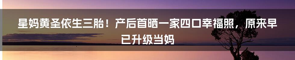 星妈黄圣依生三胎！产后首晒一家四口幸福照，原来早已升级当妈