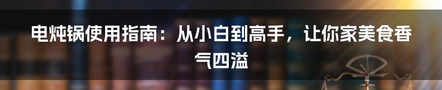 电炖锅使用指南：从小白到高手，让你家美食香气四溢