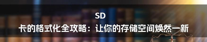 SD 卡的格式化全攻略：让你的存储空间焕然一新