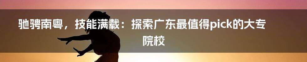 驰骋南粤，技能满载：探索广东最值得pick的大专院校