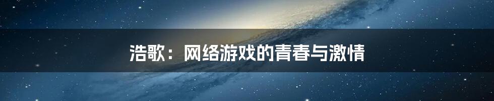 浩歌：网络游戏的青春与激情