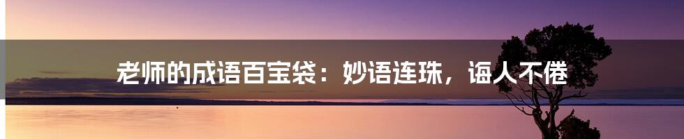 老师的成语百宝袋：妙语连珠，诲人不倦