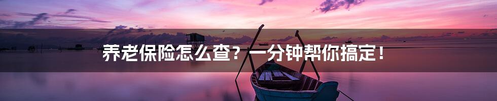 养老保险怎么查？一分钟帮你搞定！