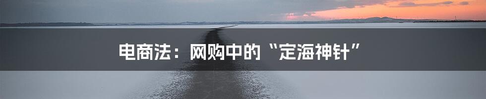 电商法：网购中的“定海神针”