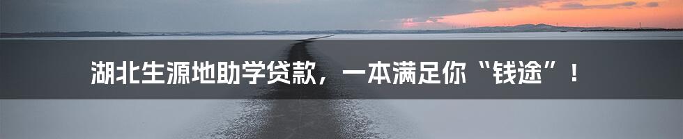 湖北生源地助学贷款，一本满足你“钱途”！