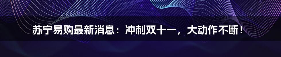 苏宁易购最新消息：冲刺双十一，大动作不断！