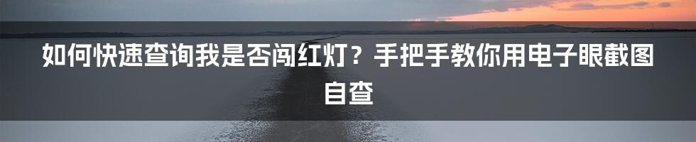 如何快速查询我是否闯红灯？手把手教你用电子眼截图自查