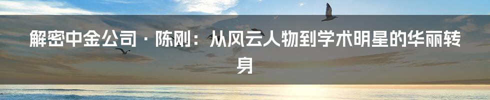 解密中金公司·陈刚：从风云人物到学术明星的华丽转身