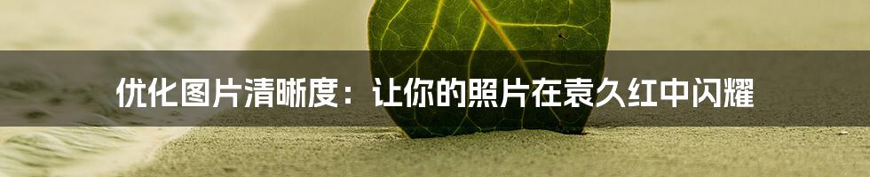 优化图片清晰度：让你的照片在袁久红中闪耀