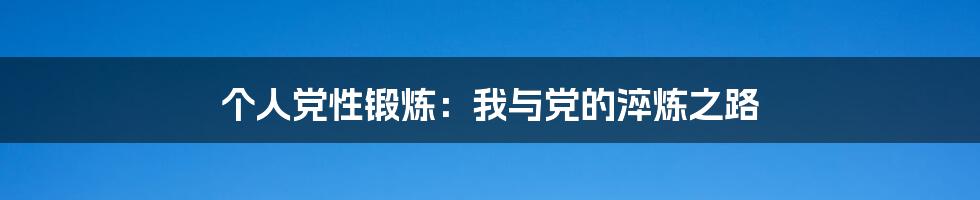 个人党性锻炼：我与党的淬炼之路