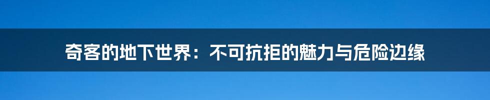 奇客的地下世界：不可抗拒的魅力与危险边缘